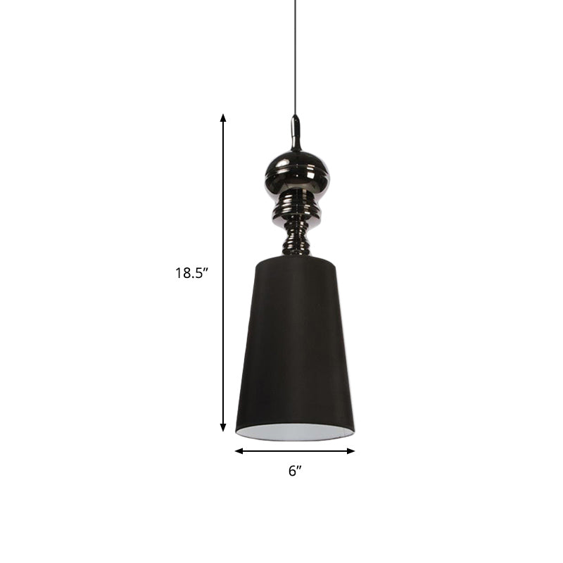 Nordic Fabric Led Pendant Lamp In Black/White Tapered Suspension 6-10 Diameter