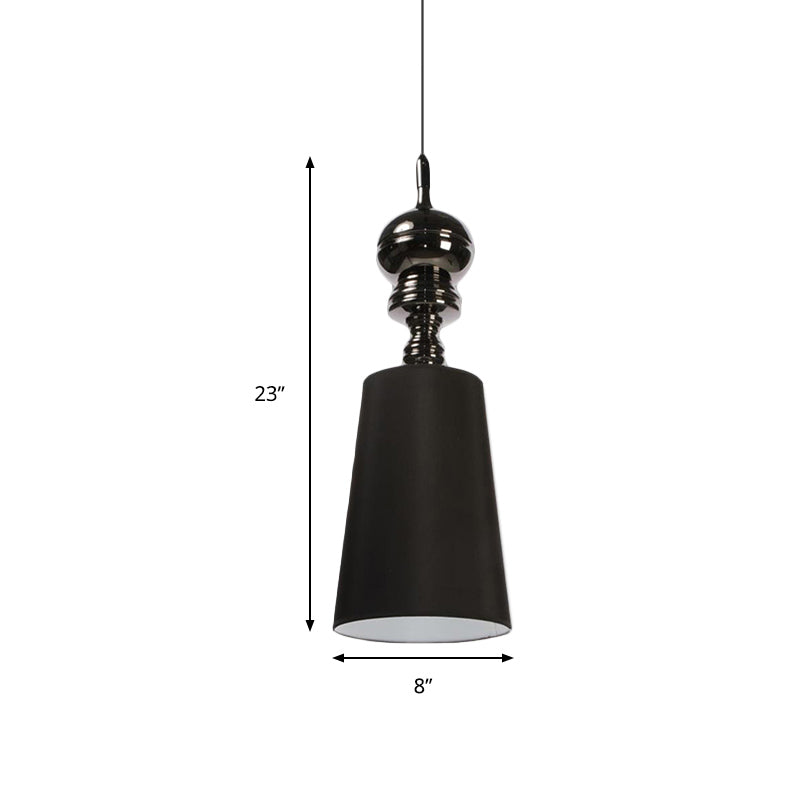 Tapered Nordic Fabric LED Pendant Lamp - 6"/8"/10" Dia - Black/White