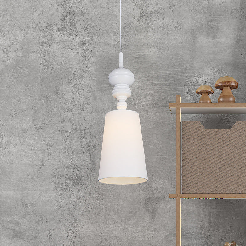 Nordic Fabric Led Pendant Lamp In Black/White Tapered Suspension 6-10 Diameter White / 6