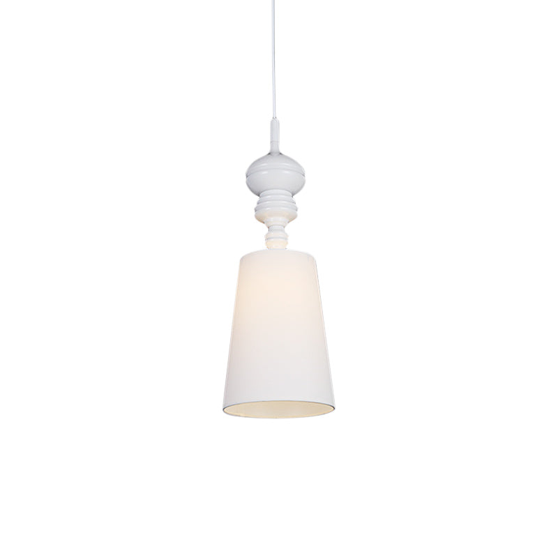 Nordic Fabric Led Pendant Lamp In Black/White Tapered Suspension 6-10 Diameter