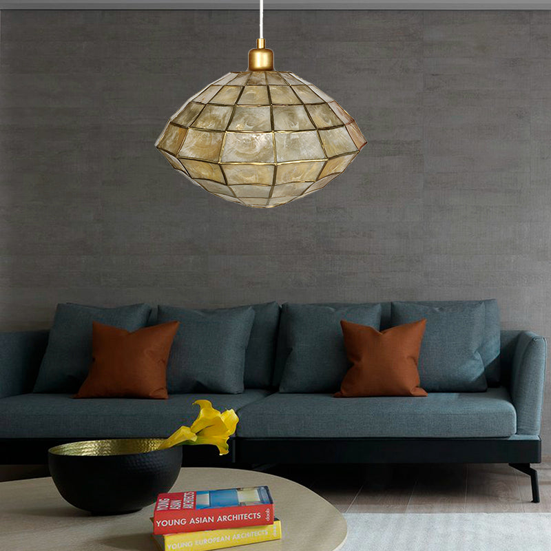 Modern Gold Oval/Globe Ceiling Pendant Light - Stylish Shell Hanging Lamp for Living Room