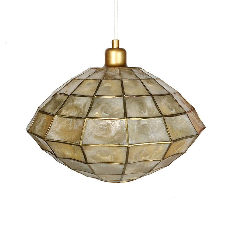 Modern Gold Oval/Globe Pendant Light For Living Room- 1 Shell Hanging Lamp Kit