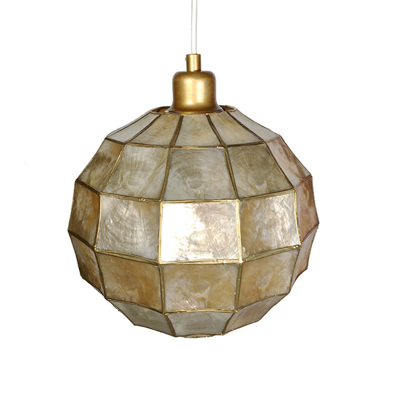 Modern Gold Oval/Globe Ceiling Pendant Light - Stylish Shell Hanging Lamp for Living Room