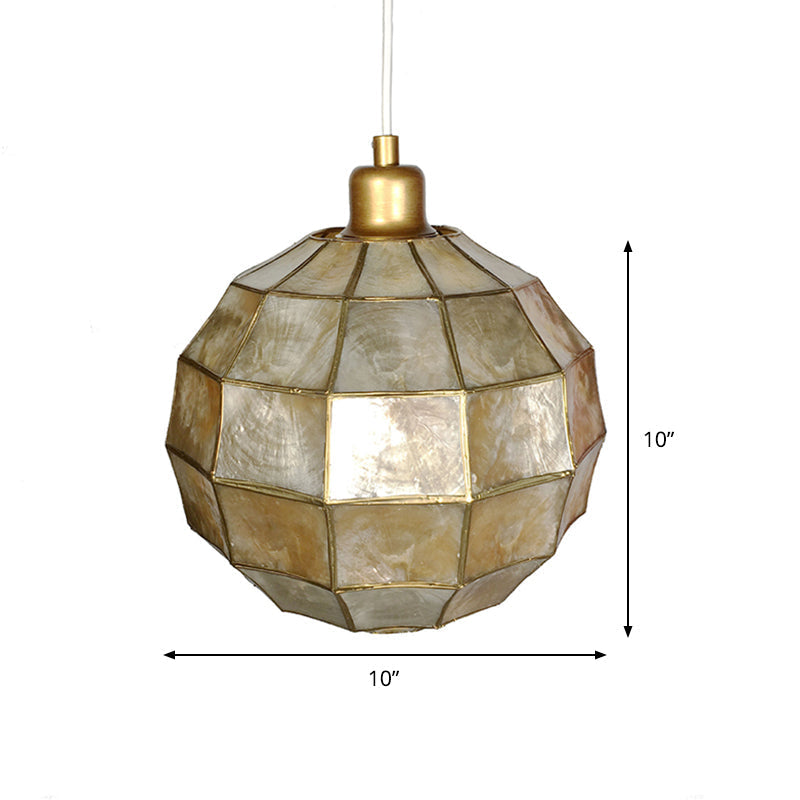 Modern Gold Oval/Globe Pendant Light For Living Room- 1 Shell Hanging Lamp Kit