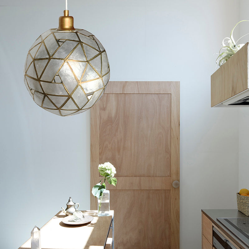 Gold Ball Shell Pendant Dining Room Ceiling Light / A