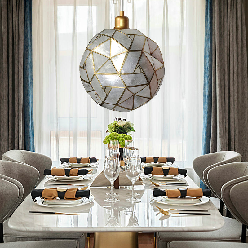 Gold Ball Shell Pendant Dining Room Ceiling Light / B