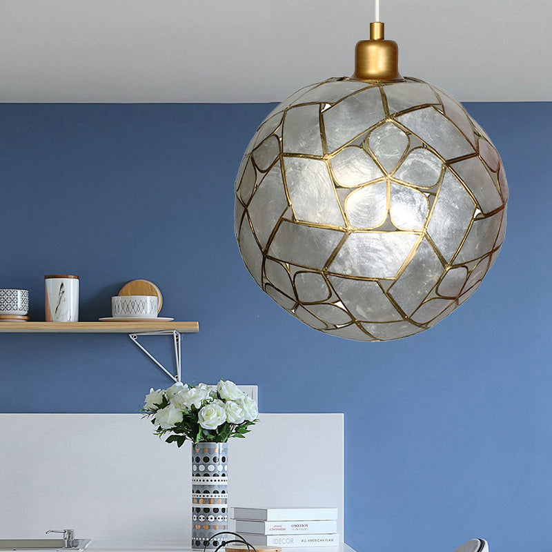 Gold Ball Shell Pendant Dining Room Ceiling Light / C