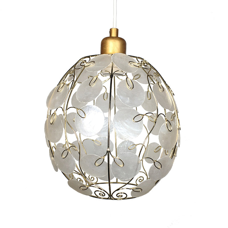 Contemporary White & Gold Sphere Pendant Light - Hanging Ceiling Lamp