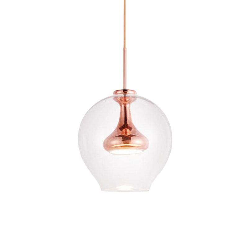 Contemporary Clear Glass Pendant Light - Sphere 1-Light Led Hanging Lamp Kit In White/Warm With