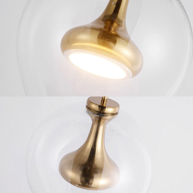 Contemporary Clear Glass Pendant Light: Sphere-Shaped, LED Hanging Lamp Kit in White/Warm Light with Nickle, Gold, or Rose Gold Finish