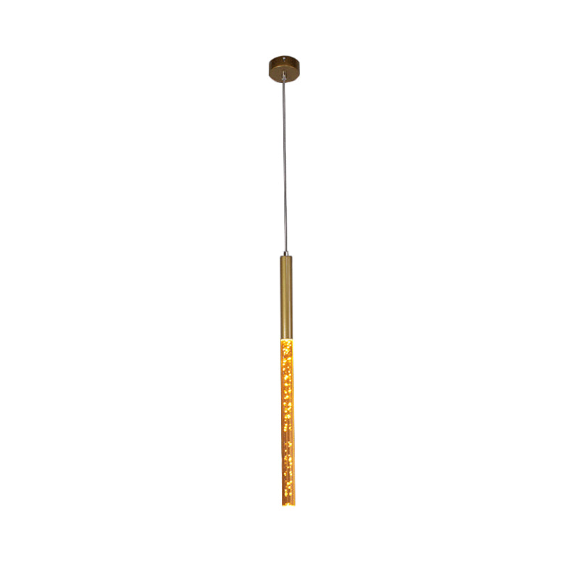 Modern Crystal Hanging Pendant Light - 1-Light Gold Ceiling Lamp for Bars - Warm/White/Purple Light