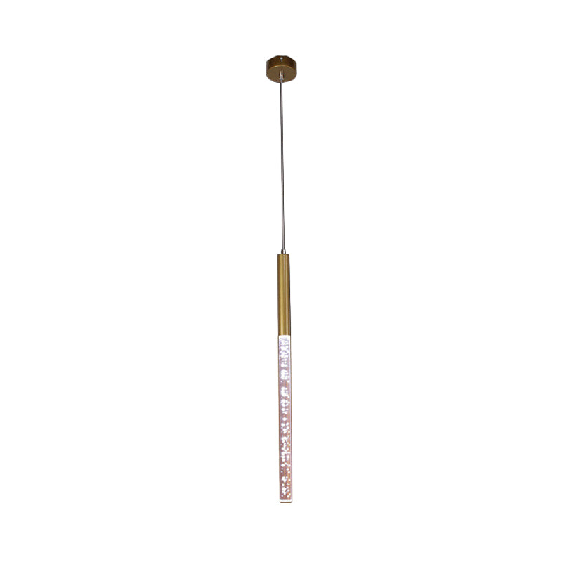 Modern Crystal Hanging Pendant Light - 1-Light Gold Ceiling Lamp for Bars - Warm/White/Purple Light
