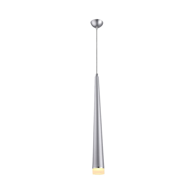 Modern Tapered Ceiling Light: Gray/Red Led Metal Pendant Fixture For Living Room In