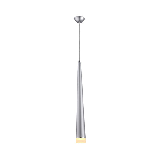 Modern Tapered Ceiling Light: Gray/Red Led Metal Pendant Fixture For Living Room In