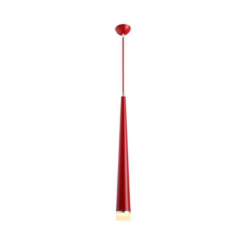 Tapered LED Ceiling Light - Modern Gray/Red Metal Pendant Fixture for Living Room in White/Warm/Neutral
