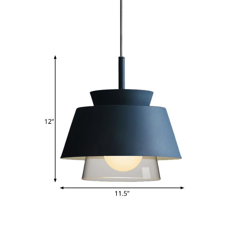 Blue/Green Tapered Hanging Light Macaron Pendant Lamp for Dining Room