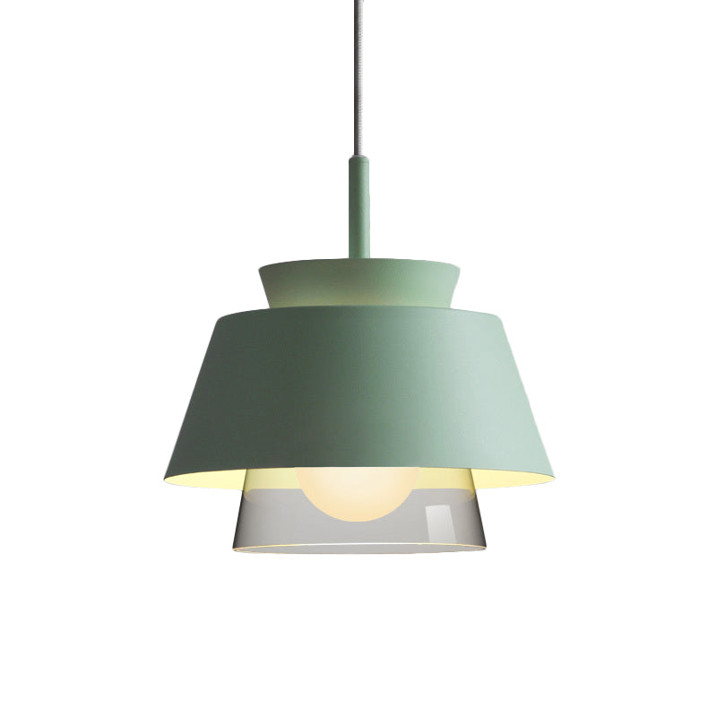 Blue/Green Tapered Hanging Light Macaron Pendant Lamp for Dining Room