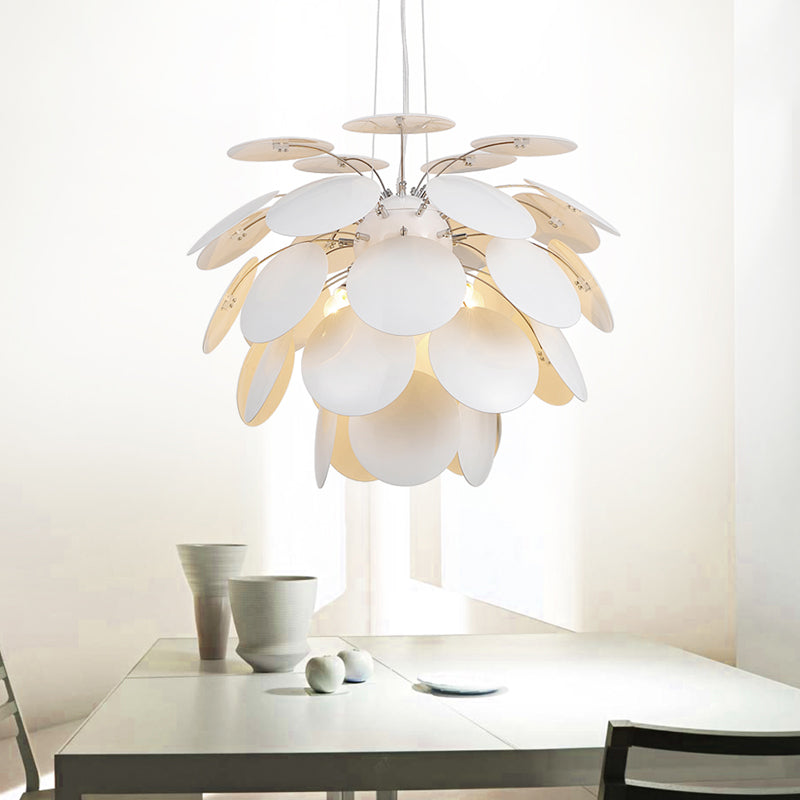 Contemporary Style Metallic Pinecone Ceiling Hanging Light - 1 Light White Pendant Lamp - 21.5"/25.5