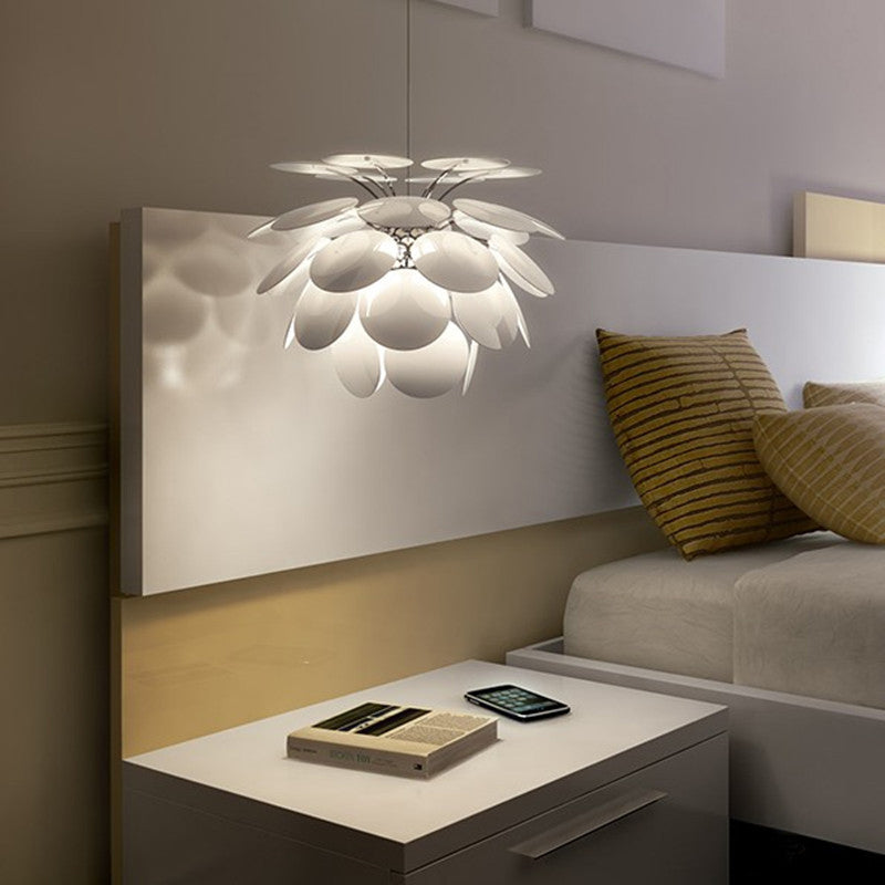 Contemporary Style Metallic Pinecone Ceiling Hanging Light - 1 Light White Pendant Lamp - 21.5"/25.5