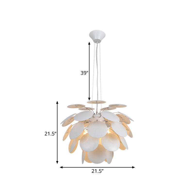 Contemporary Style Metallic Pinecone Ceiling Hanging Light - 1 Light White Pendant Lamp - 21.5"/25.5