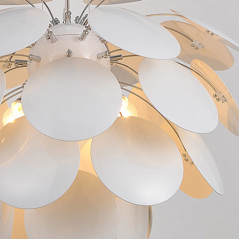 Contemporary Style Metallic Pinecone Ceiling Hanging Light - 1 Light White Pendant Lamp - 21.5"/25.5