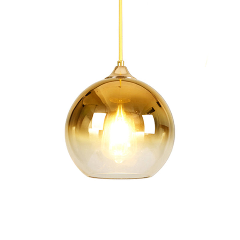 Nordic Glass Globe Pendant Lighting – 1 Light, 8"/10"/12" Width, Available in Sliver, Gold, and Rose Gold