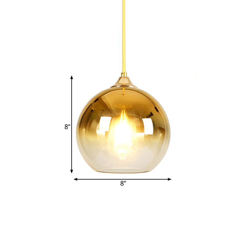 Nordic Glass Globe Pendant Lighting – 1 Light, 8"/10"/12" Width, Available in Sliver, Gold, and Rose Gold