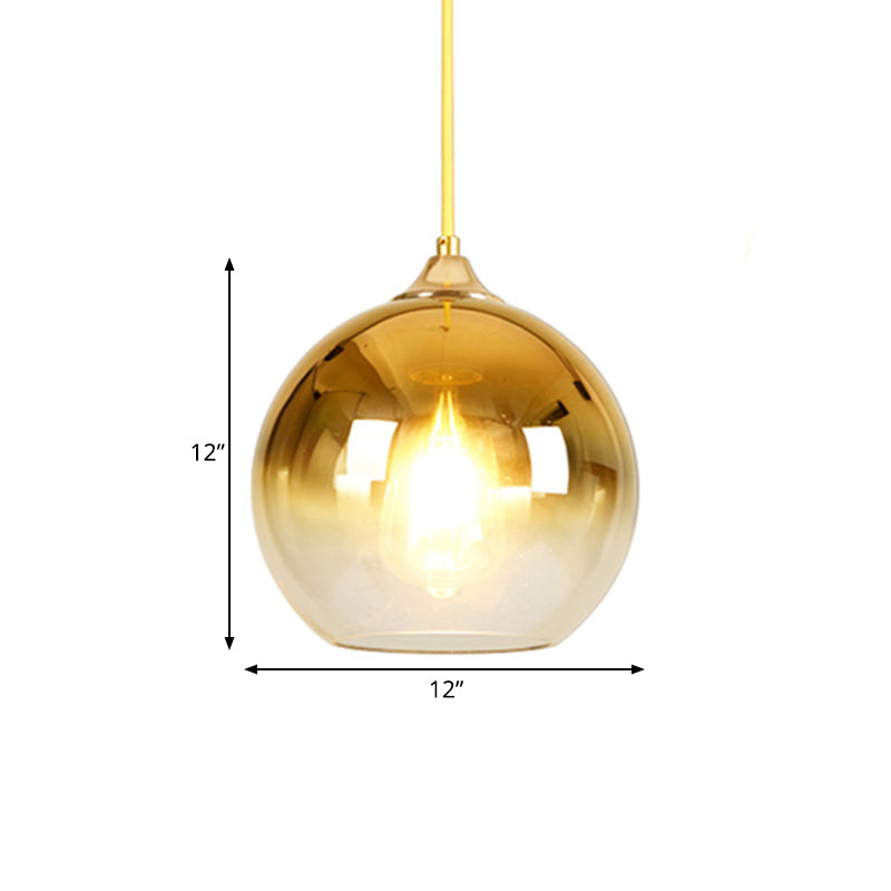 Nordic Glass Globe Pendant Lighting – 1 Light, 8"/10"/12" Width, Available in Sliver, Gold, and Rose Gold