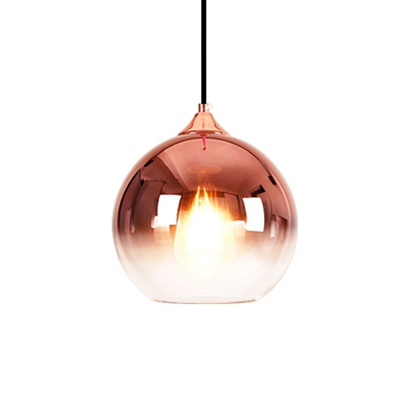 Nordic Glass Globe Pendant Lighting – 1 Light, 8"/10"/12" Width, Available in Sliver, Gold, and Rose Gold