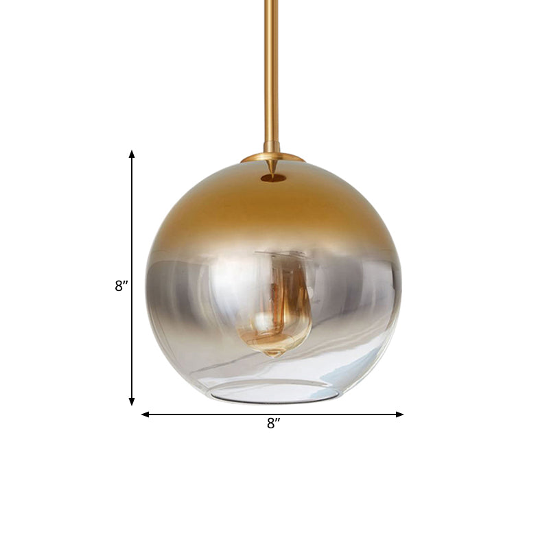 Nordic Glass Globe Pendant Lighting - 8"/10"/12"W - 1 Light Sliver/Gold Hanging Light