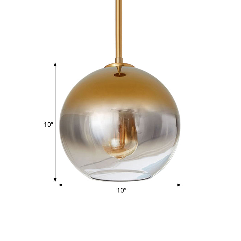 Nordic Glass Globe Pendant Lighting - 8"/10"/12"W - 1 Light Sliver/Gold Hanging Light