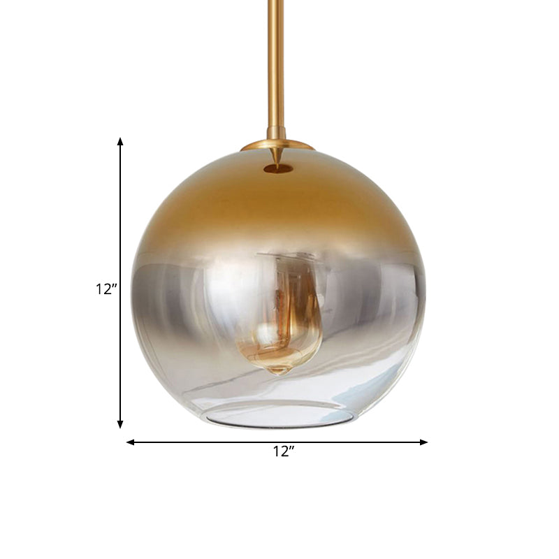 Nordic Glass Globe Pendant Lighting - 8"/10"/12"W - 1 Light Sliver/Gold Hanging Light