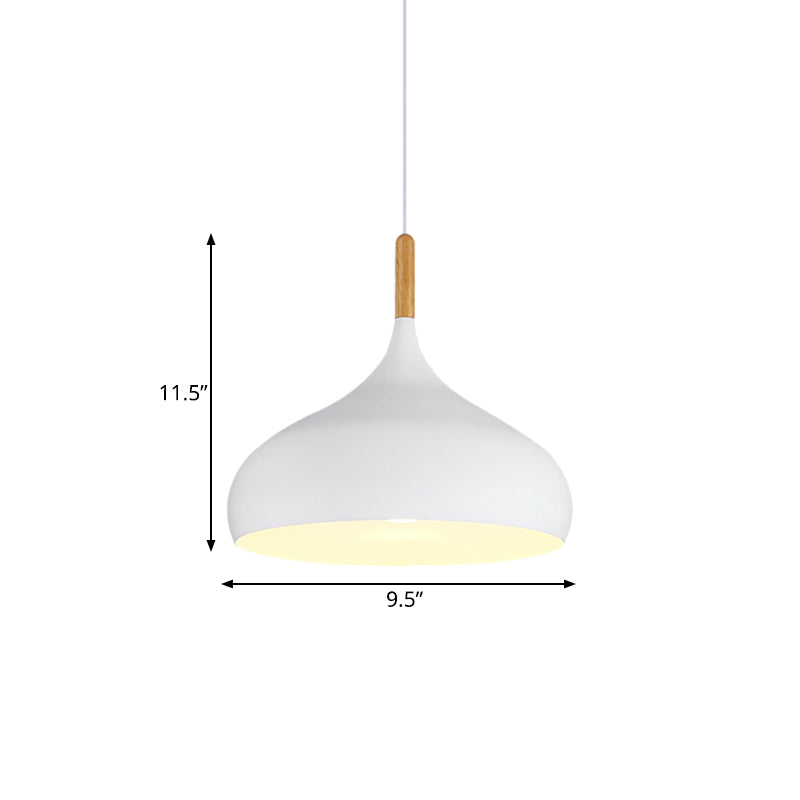 Suspension en forme de larme de 9,5"/12,5"/14"W de style nordique en métal à 1 lumière, noir/blanc/doré