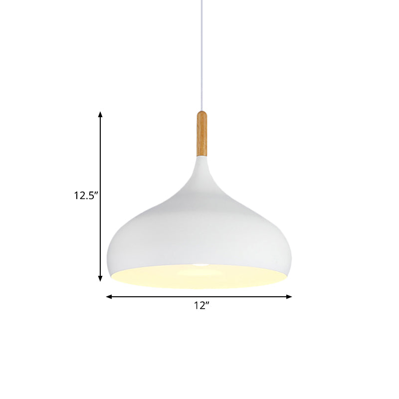 Suspension en métal de style nordique en forme de larme - 1 lumière noir/blanc/doré - Disponible en 9,5"/12,5"/14"W