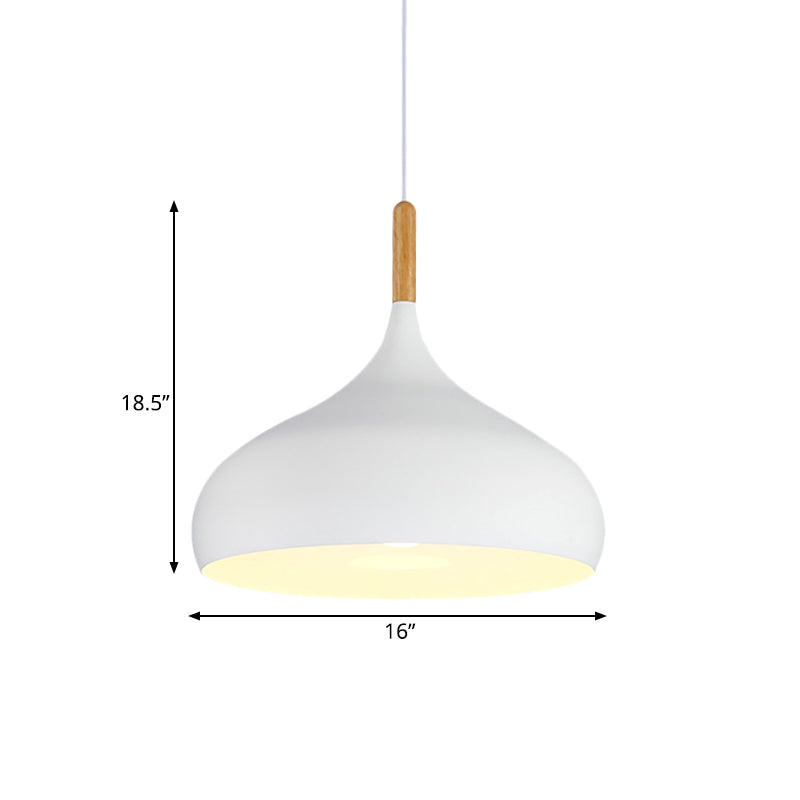 Suspension en métal de style nordique en forme de larme - 1 lumière noir/blanc/doré - Disponible en 9,5"/12,5"/14"W