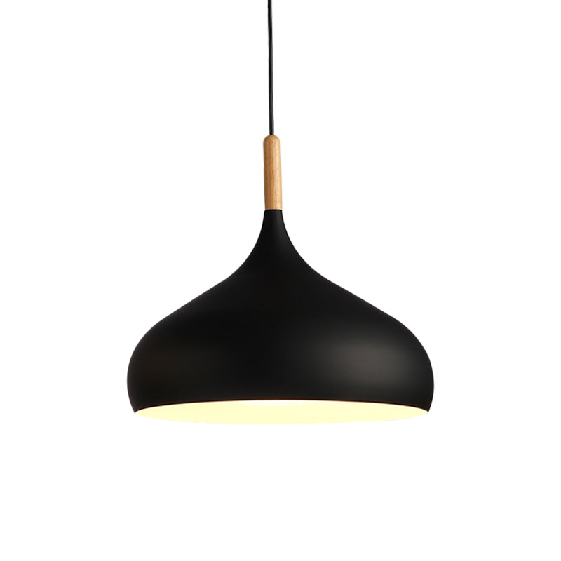 Suspension en métal de style nordique en forme de larme - 1 lumière noir/blanc/doré - Disponible en 9,5"/12,5"/14"W