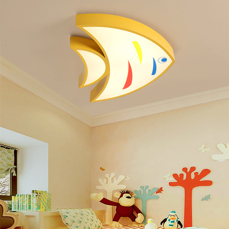 Bright Fish Pendant Light: Vibrant Acrylic Hanging for Kindergarten Hallway