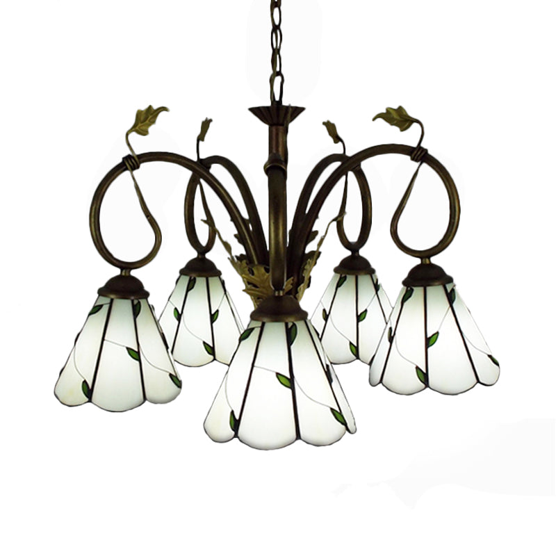 Vintage Beige Glass Chandelier Pendant Light for Libraries with Metal Chain