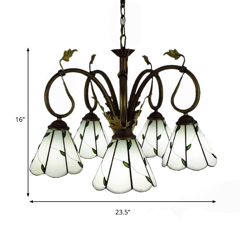 Vintage Beige Glass Chandelier Pendant Light for Libraries with Metal Chain