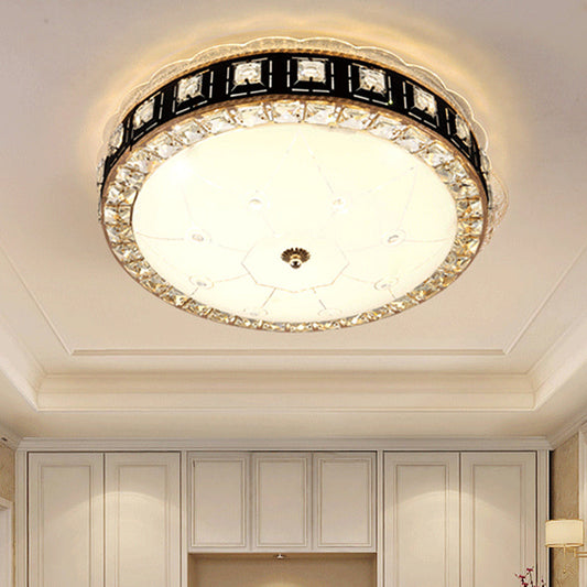 Simple LED Crystal Flush Mount Ceiling Light with Elegant Black/Gold Finish - Perfect for Dining Room