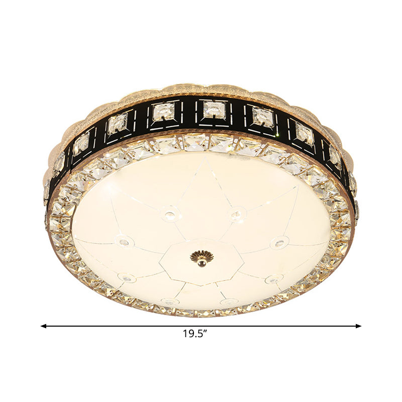 Simple LED Crystal Flush Mount Ceiling Light with Elegant Black/Gold Finish - Perfect for Dining Room