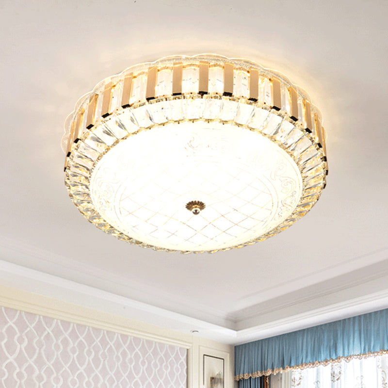 Simple LED Crystal Flush Mount Ceiling Light with Elegant Black/Gold Finish - Perfect for Dining Room