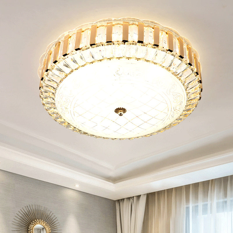 Simple LED Crystal Flush Mount Ceiling Light with Elegant Black/Gold Finish - Perfect for Dining Room