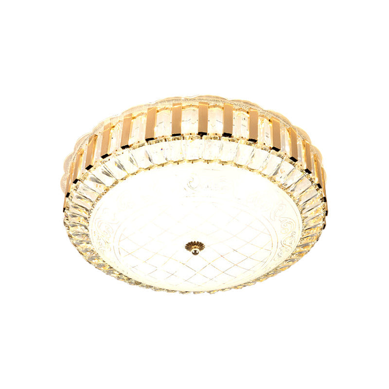 Simple LED Crystal Flush Mount Ceiling Light with Elegant Black/Gold Finish - Perfect for Dining Room