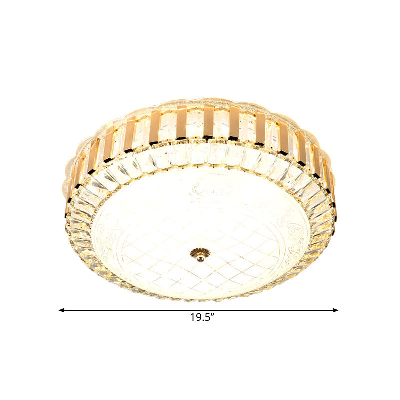 Simple LED Crystal Flush Mount Ceiling Light with Elegant Black/Gold Finish - Perfect for Dining Room