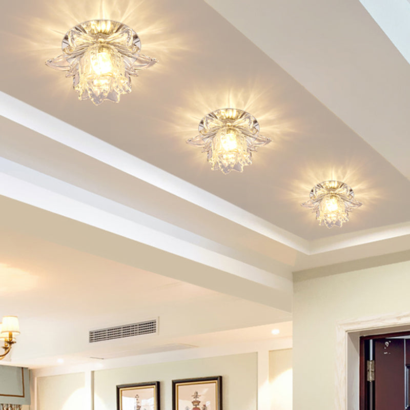 Minimal Flower Crystal LED Ceiling Mount Light in Warm/White Light