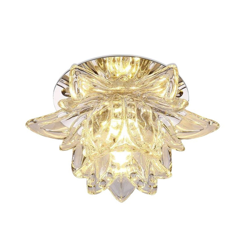 Minimal Flower Crystal LED Ceiling Mount Light in Warm/White Light