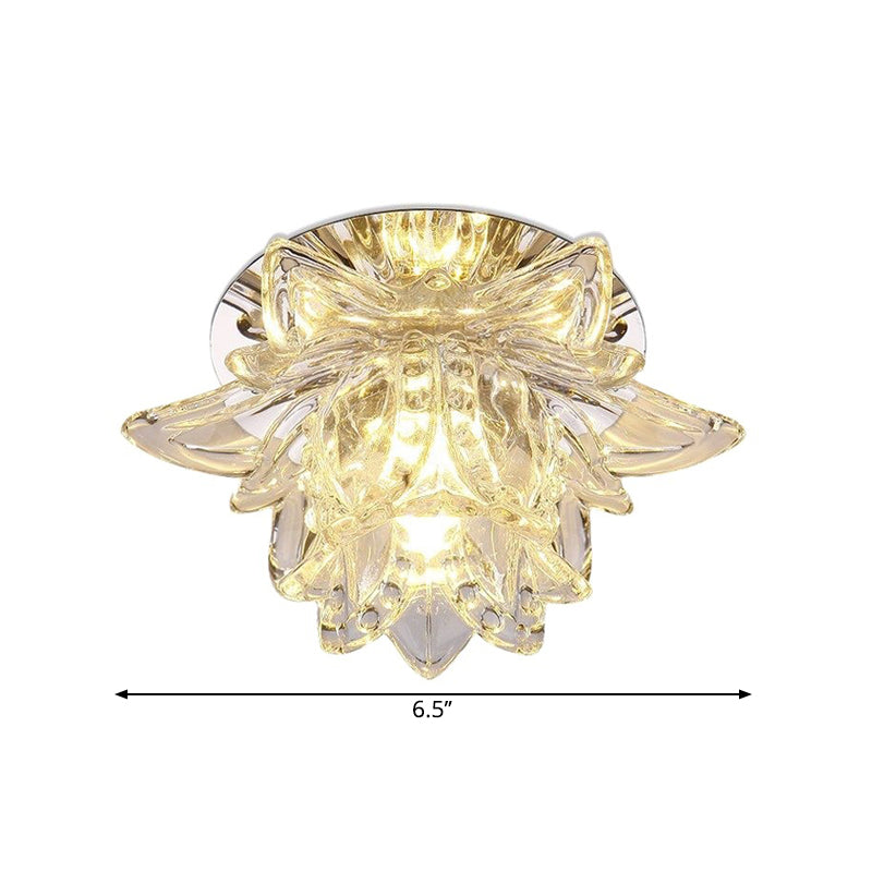 Minimal Flower Crystal LED Ceiling Mount Light in Warm/White Light