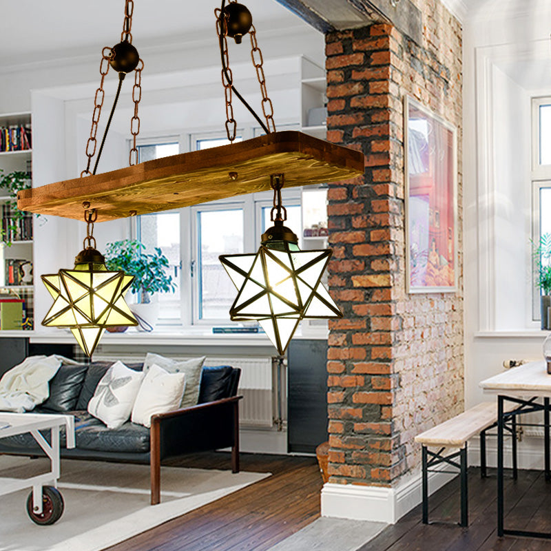Rustic Star Chandelier with Colorful Glass Indoor Pendant Light (2/3 Lights) for Kitchen
