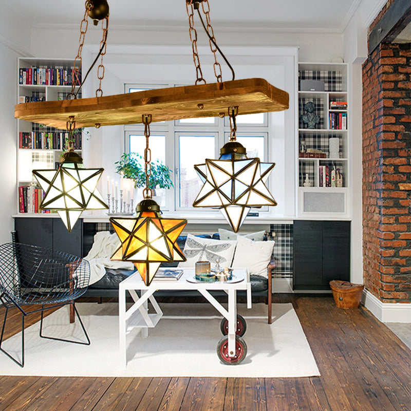 Rustic Star Chandelier with Colorful Glass Indoor Pendant Light (2/3 Lights) for Kitchen